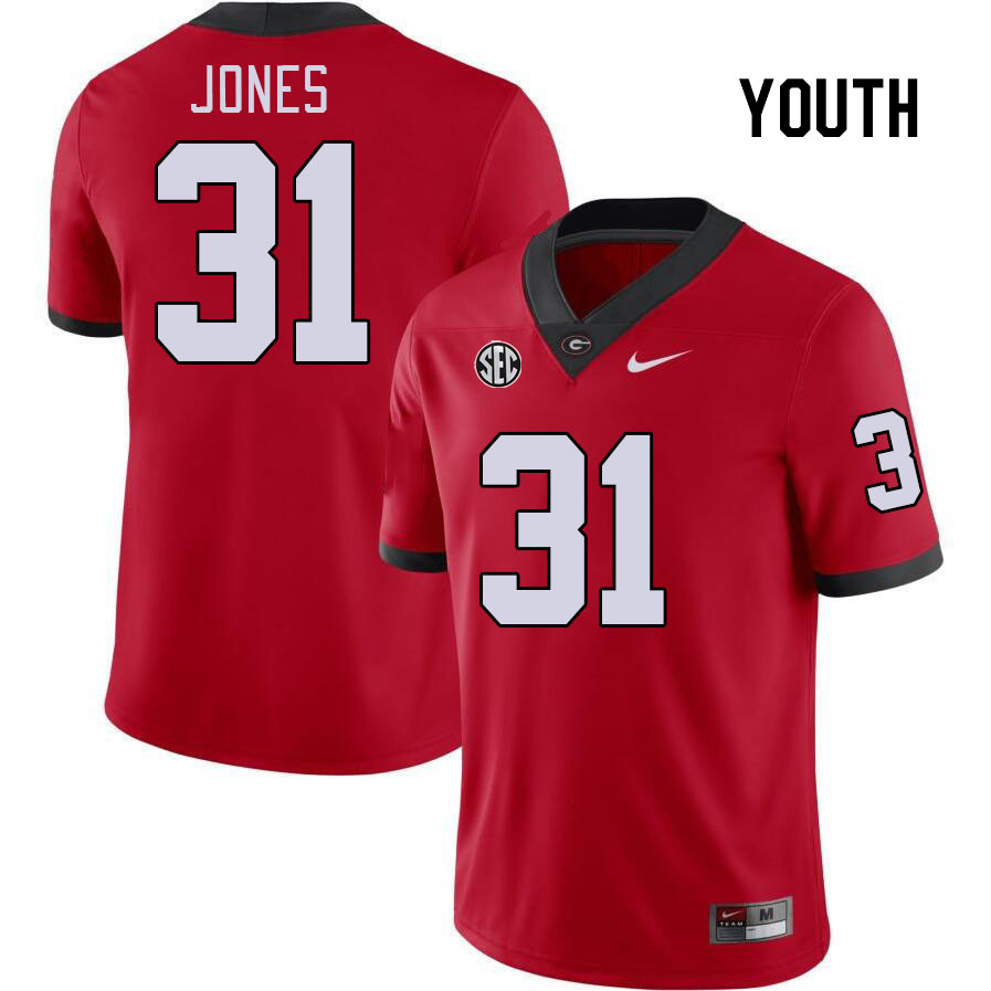 Youth #31 Kyron Jones Georgia Bulldogs College Football Jerseys Stitched Sale-Red